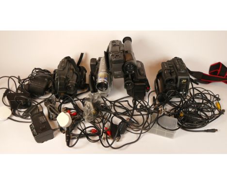 Five video camcorders comprising of a Sony CCD-TR360E, a JVC GR-FXM39EK, a Sanyo VM-EX220P, a Panasonic NV-57B and a JVC GR-A