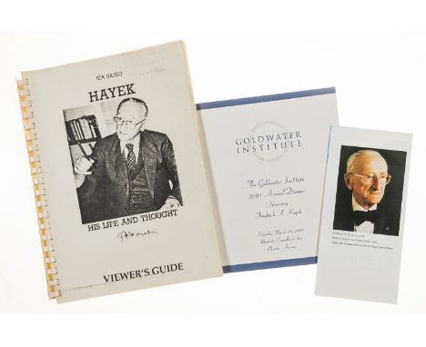 NO RESERVE Hayek (Friedrich August, economist and political philosopher, 1899-1992).- Collection of material relating to the 