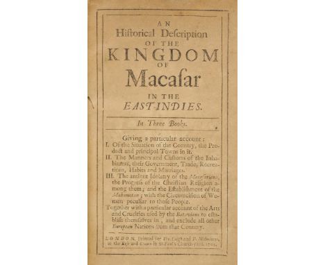 [Gervaise, Nicolas]. An Historical Description of the Kingdom of Macasar in the East Indies. In Three Books. Giving a particu