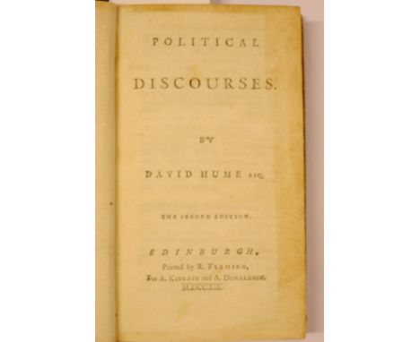 Hume (David). Political Discourses, 2nd edition, Edinburgh, 1752,  advert and contents leaf after title (marginal browning fr