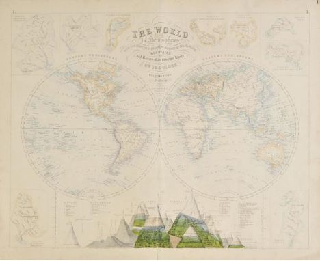World. Swanston (G.H.), The World in Hemispheres with comparative views of the heights of the Principal Mountains and Basins 