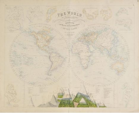 World. Swanston (G.H.), The World in Hemispheres with comparative views of the heights of the Principal Mountains and Basins 