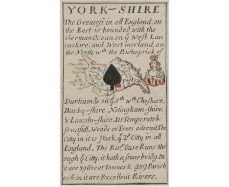 *Yorkshire. Redmayne (William), York -shire, circa 1676, engraved playing card map of Yorkshire (queen of spades), with a lar