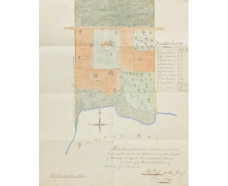 *Canada - Prince Edward Island. A group of 7 land documents and plans, 1801-1878,  including 3 manuscript conveyances for '34