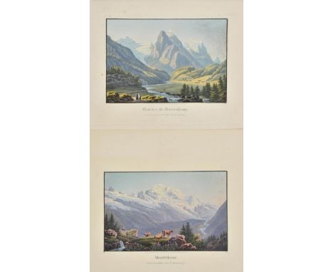 *Switzerland. A collection of 37 various colour aquatint and sepia aquatint views of Switzerland and the Alps, circa 1800-25,