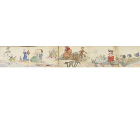 Geological Panorama. Geology Familiarly Illustrated, circa 1840-50,  original pen & ink and watercolour humorous panorama on 