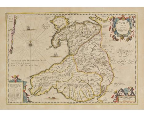 Wales. Jansson (Jan & Mercator Gerard), Cambria Typus auctore, Humfredo Lhuydo Denbigiense Cambro Britanno, circa 1650, engra