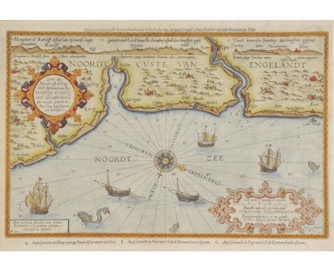 Waghenaer (Lucas Janszoon). Carte der Noordt custe va Engelandt beginnende van Robibhodes bay tot Cocket Eijlandt alsoe Tzelv