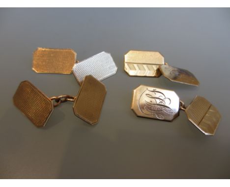 Two pairs of 9ct gold cufflinks