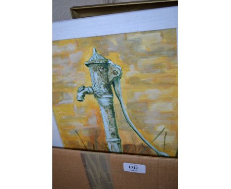 Box containing a quantity of various framed paintings and prints etc
