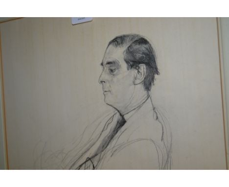 John Ward R.A., signed pencil drawing, highlighted with ink, portrait of a gentleman, 12ins x 15ins