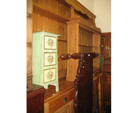 Large 19th Century pine dresser, the boarded shelf back above three drawers and four cupboard doors on a plinth base