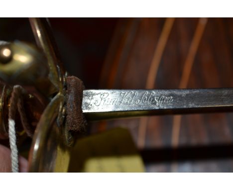 1796 Pattern Infantry officer's sword with wire bound grip and brass mounted leather scabbard