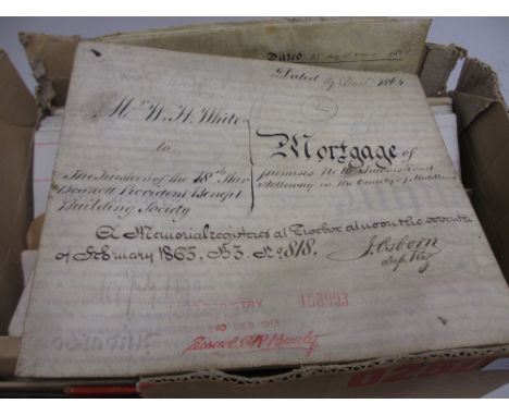 Box containing a quantity of various deeds including two on vellum, box containing a quantity of various albums of photograph