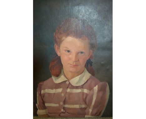 Sir Norman Reid, 20th Century oil on canvas, head and shoulder portrait of a girl, signed, 24ins x 19.5ins, unframed