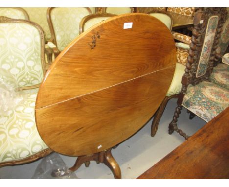 18th Century fruitwood pedestal table, the tilt top above a baluster turned column support and tripod
