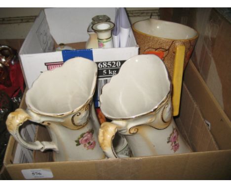 Small collection of Noritake dressing table items including a vase, Westminster thatched cottage ware teapot and a quantity o