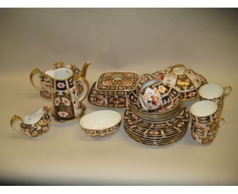 Royal Crown Derby Imari pattern twenty eight piece tea service to include: muffin dish, butter dish, three piece teaset with 