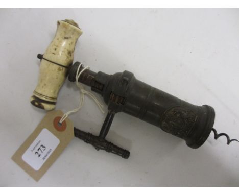 19th Century Heeley and Sons Kings pattern double action corkscrew with turned bone handle