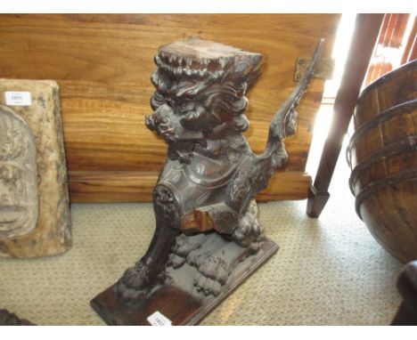 Pair of 19th Century carved walnut gryphon furniture mounts (a/f) together with a carved walnut mount of a bearded gentleman 