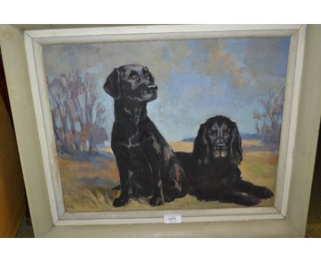 James Bateman, monogrammed oil, portrait of two dogs, also signed and inscribed verso, 14.5ins x 18.5ins