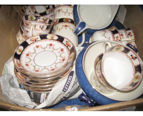 Woods ware powder blue dinner service with gilt borders including: meat dishes, tureens etc together with a late 19th / early