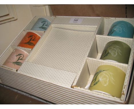 Set of six mid 20th Century coffee cups and saucers by Susie Cooper in original box
