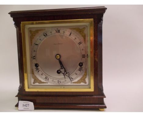 Elliott of London mahogany cased mantel clock with three train movement retailed by Mappin & Webb