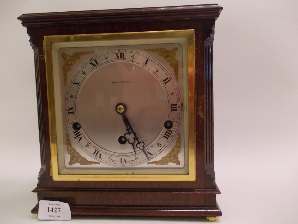 Elliott of London mahogany cased mantel clock with three train movement