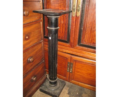 19th Century ebonised column torchere
