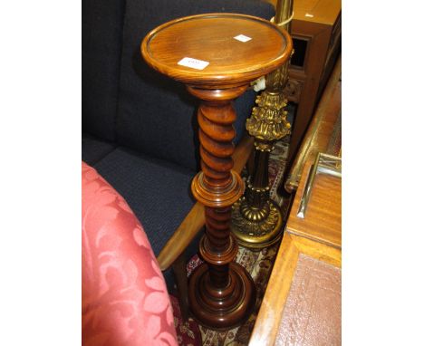 Early 20th Century stained beechwood jardiniere stand with spiral column support