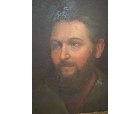 Gilt framed oil, head and shoulder portrait of a bearded gentleman, believed to be Frederick Leighton, 15.5ins x 12.5ins