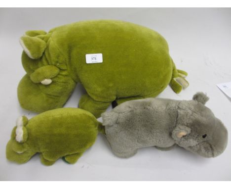 Large Merrythought hippopotamus with baby and a Chad Valley hippopotamus