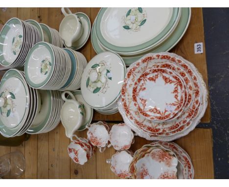 A SUSIE COOPERS DINNER SERVICE AND AN EDWARDIAN PART TEA SET. 