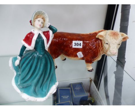 DOULTON CLASSICS FIGURINE, AND A MELBA WARE BULL. 