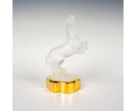 Lalique Eau de Parfum limited edition perfume bottle topper in the form of a molded crystal rearing horse in satin-finish. Et