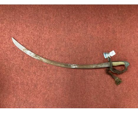 XIX Century British Royal Navy Sabre with Curved Blade, hilt incorporating crowned fouled anchor, chequred grip, lion head po