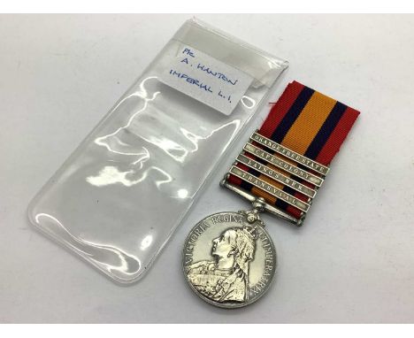 Boer War British Queens South Africa Medal Imperial Light Infantry, with four claps Transvaal, Laing's Nek, Cape Colony and O