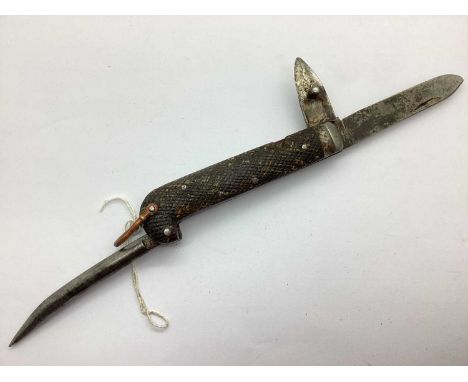 WWI and Interwar British Army Jack Knife, with marlin spike and tin opener, manufacturer stamped indistinctly.