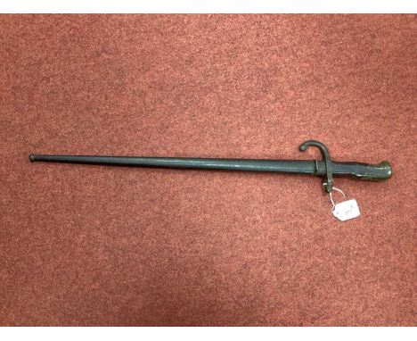 XIX Century Model 1874 Gras Bayonet and Scabbard, bayonet manufacturer mark 'Mre d'armes de St. Etienne Mars 1876', with matc