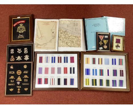 British Army Cap Badges, lapel and shoulder titles, replica Victoria Cross and Medal ribbons, Belgian Army cap badges, Austri