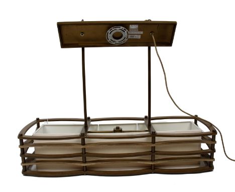 A modern Kichler industrial style pendant, three bulb lighting unit, 91cm(W) 31cm(D) 71cm(H)