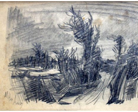 Milton Avery (American, 1885-1965)Wooded LandscapeSketchSigned in pencil lower left9.5 x 14cmTogether with Schad (20th centur