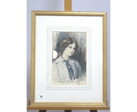 ARTHUR JULE GOODMAN (1870-1926, American) A Portrait of a Lady, inscribed 'To Muriel souvenir sketch from a friend', and sign