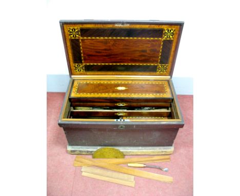 A XIX Century Pine Tool Chest, the interior superbly inlaid with satinwood, boxwood, ebony, mahogany, pitch pine and other wo