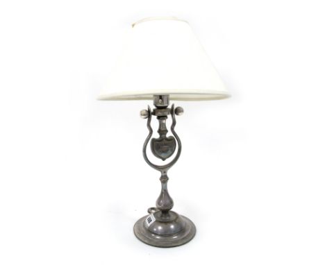 A White Star Line Ships Plated Table Lamp, with swing column and central shield, with impressed flag mark, upon a stepped cir