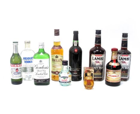 Spirits - Pernod, 35cl; Absolut Vodka, 700ml; Bell's Scotch Whisky 8 Years Old, 70cl; Gordon's Special Dry Gin, 70cl; Taylor'