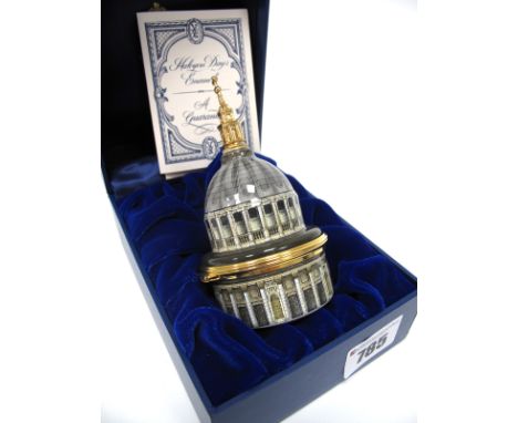 A Halcyon Days Musical Enamel Box, in the form of St. Paul's Cathedral, commemorating the 300th anniversary of completion in 