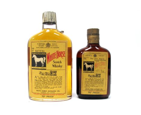 Whisky -  The White Horse Cellar Scotch Whisky, No. 567730, 70% Proof, (no quantity, small bottle); The White Horse Cellar Sc