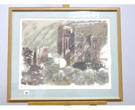 •AFTER NORMAN WADE (British, XX Century) (ARR) Durham Cathedral, print, limited edition 59/100, signed in pencil in lower rig